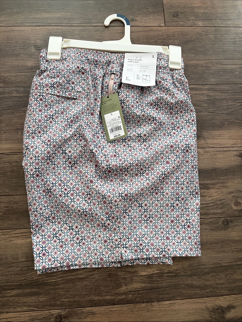 Goodfellow & Co Pink and Blue Geometric Hybrid Shorts